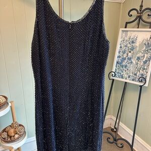 Elegant Vintage Ann Taylor Beaded Dress – Size 10 – Blue Marine